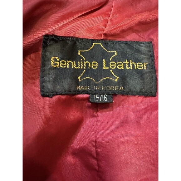 Vintage 80s red leather pleat assymetrical jacket Size  15/16 - Picture 13 of 14